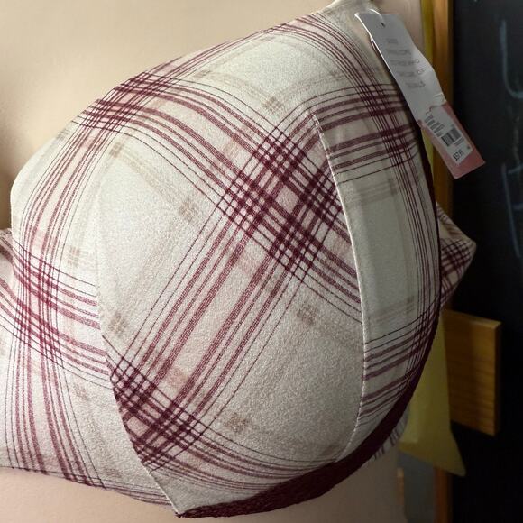 Cacique Balconette Lightly Lined Bra Size 46C in Cream and Burgundy - Picture 5 of 9